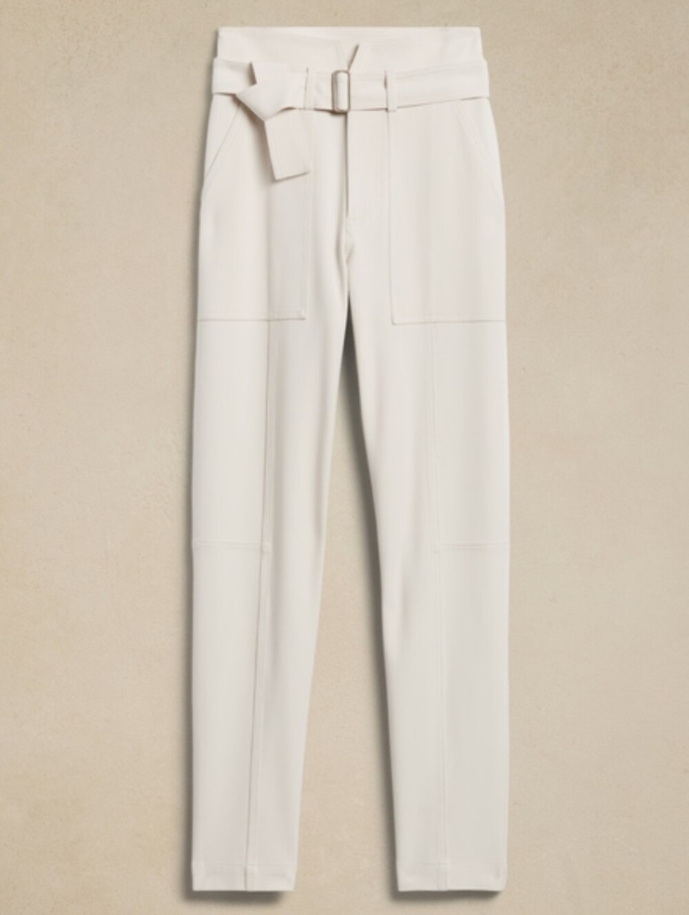 Banana Republic Cream Refined Utility Belted Skinny Trousers Size 6